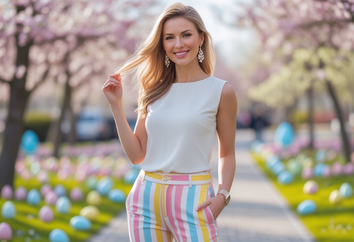 Sådan styler du stribede bukser til påskefesten